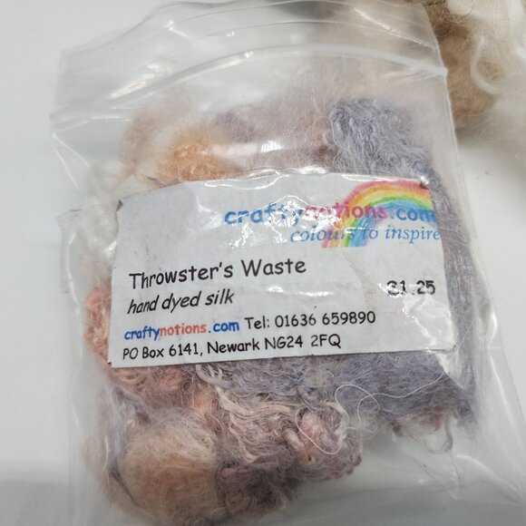 Throwsters Waste Hand Dyed Silk Wool Cotton Scrap Fibers For Crafting & Felting - Picture 2 of 12